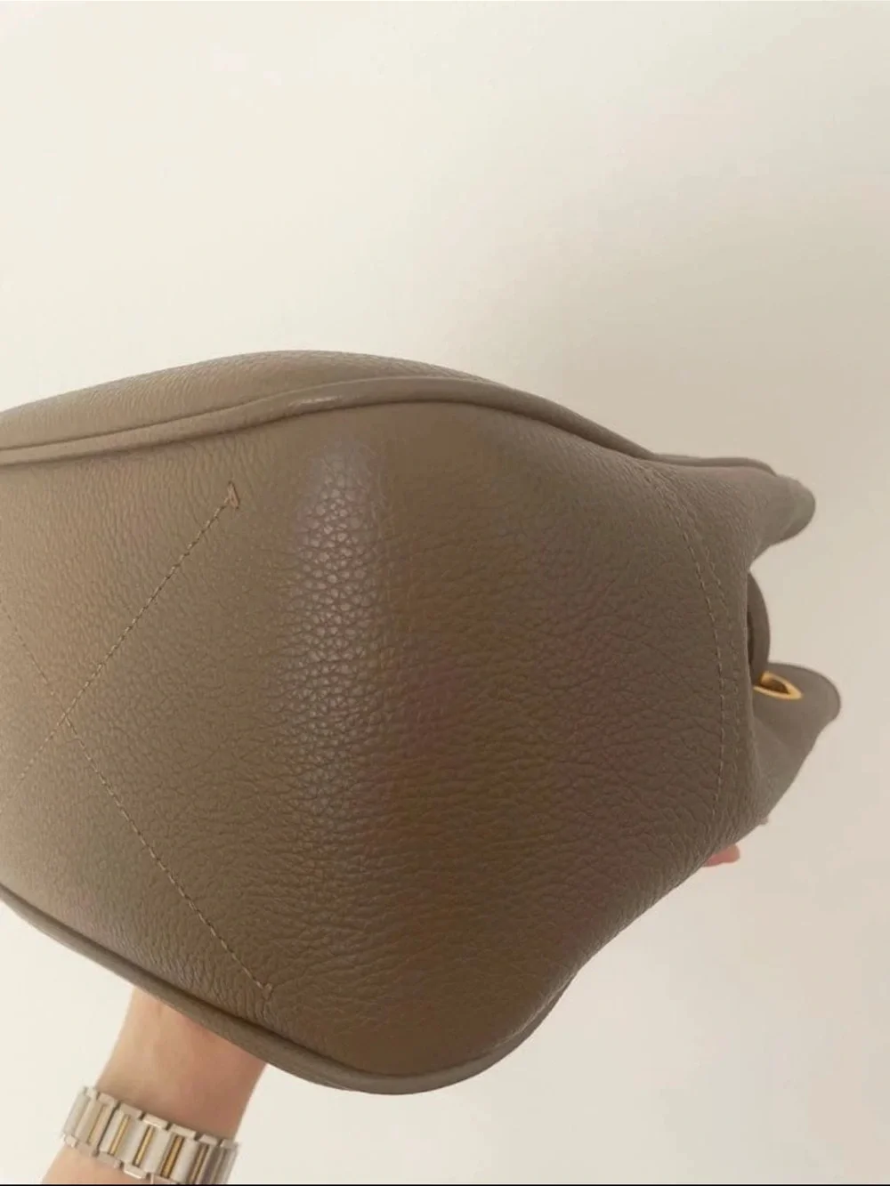 Mulberry Olive Leather Mini Drawstring Bucket Bag with Gold Hardware